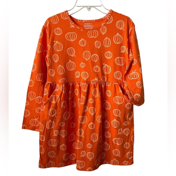 CAT & JACK Fall Pumpkin Design Orange Girl’s Medium Size 8 Pocket Dress BNWT - Picture 1 of 5